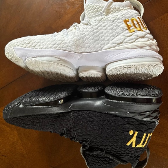 LEBRON EQUALITY BLACK WHITE CUSTOM MADE FROM THE LEBROM 15 MEN SZ 10 - Picture 7 of 15